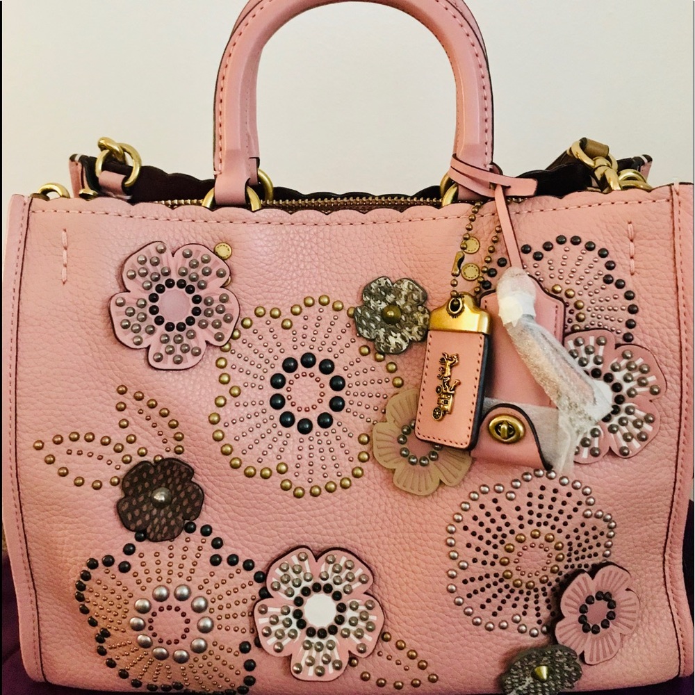 Coach 1941 Rogue Tea Rose Snakeskin rivets Peony